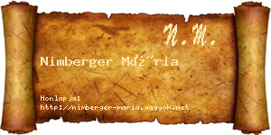 Nimberger Mária névjegykártya